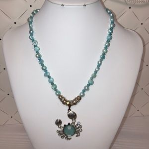 Freshwater Pearl necklace crab pendant ❤️